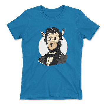 Lincoln Llama Womens T-Shirt in Turquoise color